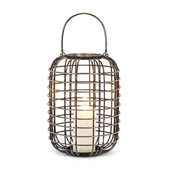 Grid Metal Lantern with Handle - Picture 6 of 10